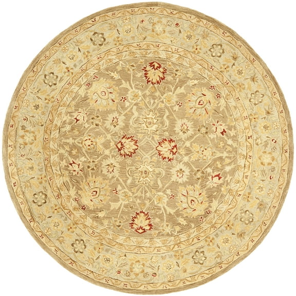 SAFAVIEH Anatolia Tracy Traditional Wool Area Rug, Tan/Ivory, 8' x 8' Round