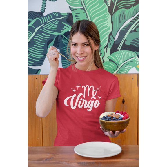 Respect My Tshirt - Virgo Zodiac Sign Graphic T-Shirt, Astrology Symbol Design, Crew Neck, Red, XL