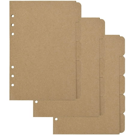 3 Sets Kraft Paper Divider Index Page Tab Cards for 6-Holes Ring ...