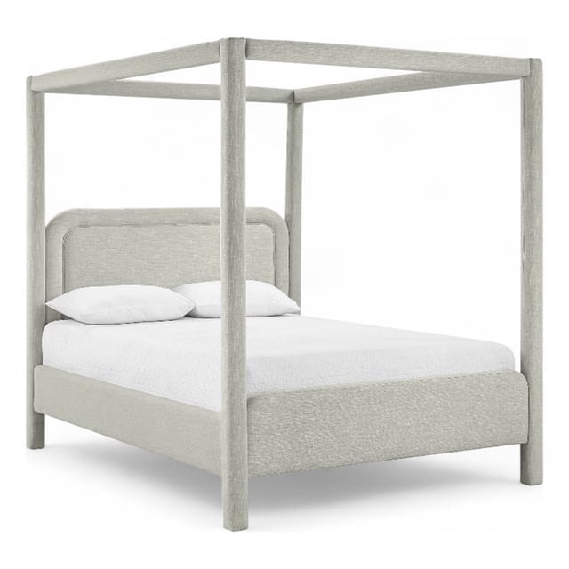 Meridian Furniture Salina Gris Lin Tissu Texturé Rembourré Lit Double