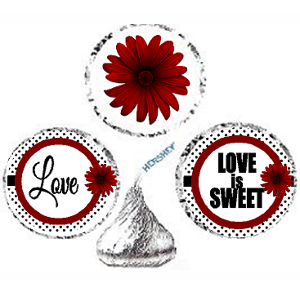 216ct Red Love Party Favor Hersheys Kisses Candy Decoration Stickers