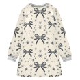 thumbnail image 6 of Girls' long-sleeved dress Bows Stars Gray Girls' A-line dress with ribbed cuffs Soft and comfortable, 6 of 6