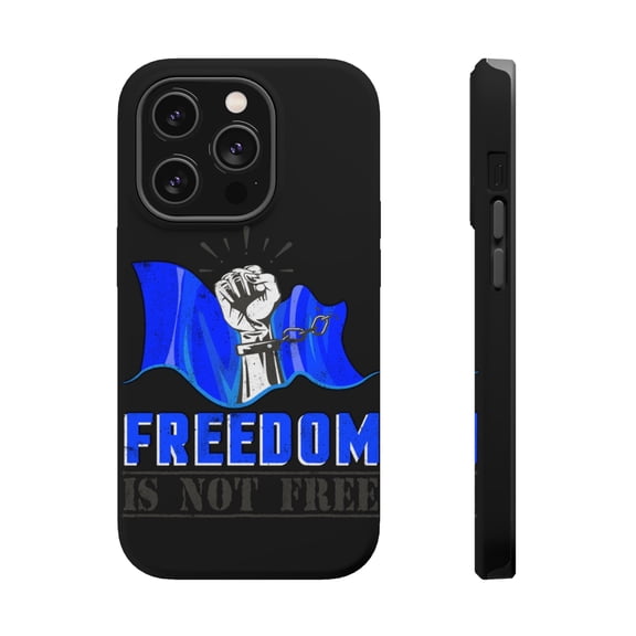 DistinctInk MagSafe Tough Case for Apple iPhone 15 Pro (6.1" Screen) - Freedom Is Not Free - Slim Profile Design