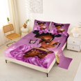 thumbnail image 2 of Castle Fairy Cute Black Girl Queen Sheets 4 Pieces,Cartoon Bow Butterfly Queen Sheet Sets,Purple,1 Fitted Sheet, 1 Flat Sheet and 2 Pillowcases, 2 of 6