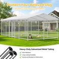thumbnail image 6 of YOKWOK 20x10ft Outdoor Dog Kennel for 2 Dogs, Heavy Duty Dog Enclosure with Waterproof UV-Resistant Cover, Galvanized Steel Frame and Security Lock, Dog Kennel Outdoor for Backyard Farm Use, 6 of 7