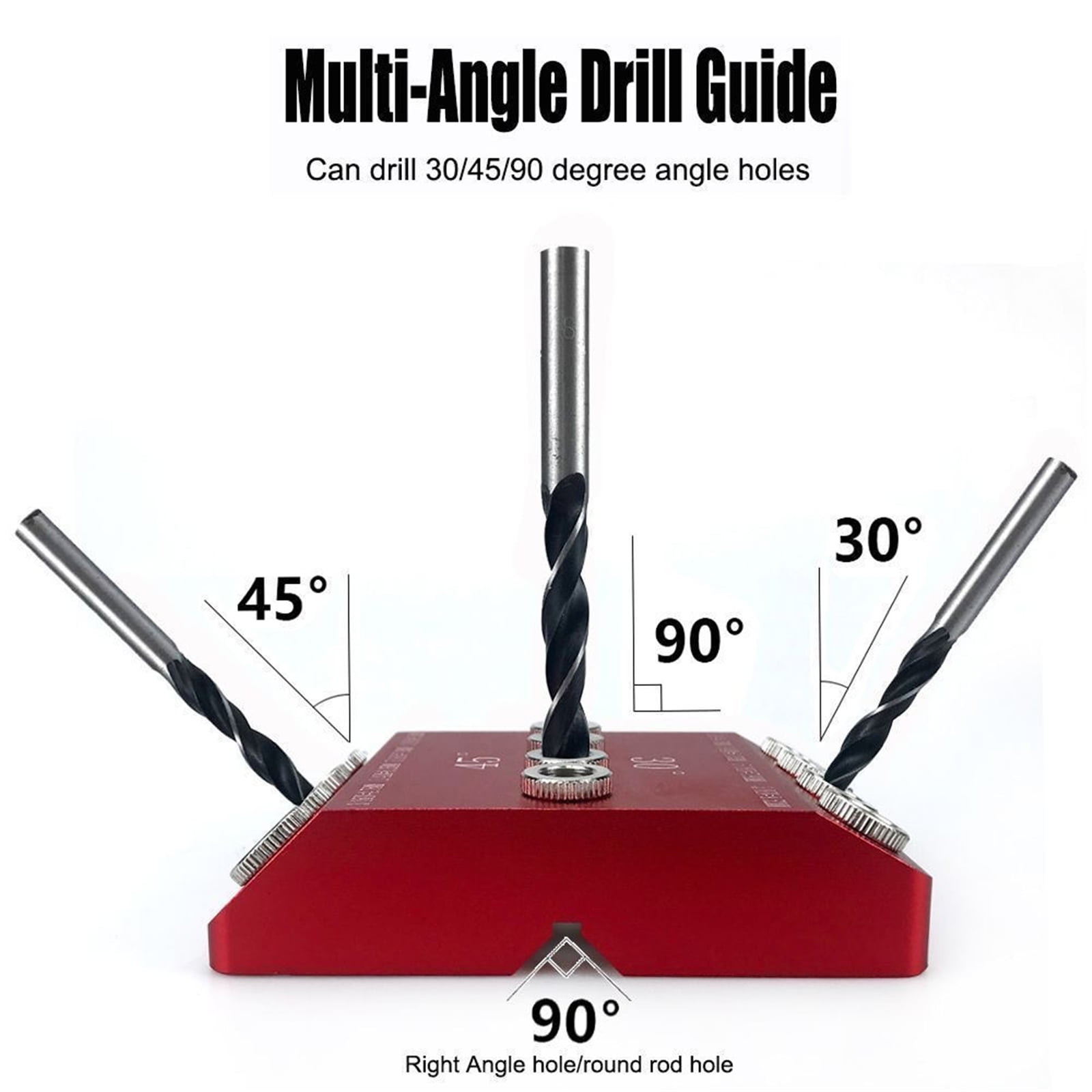 Portable 30 45 90 Degree Angled Drill Hole Guide Jig for Angled and Straight Hole Woodworking Hole Punching Drilling