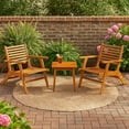 thumbnail image 6 of 3pc Outdoor Tea Table Set, 2 Chair, Slatted Solid Brown Acacia Wood, 6 of 6