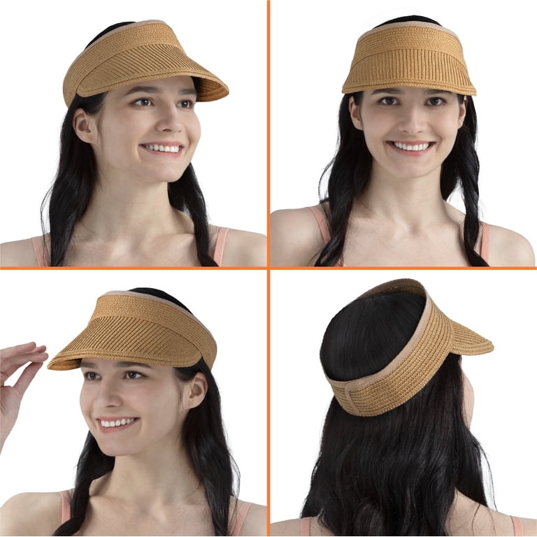 SUN CUBE Women Straw Visor Hat, Wide Brim Sun Visor for  display picture 1