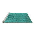 thumbnail image 2 of Ahgly Company Machine Washable Indoor Rectangle Oriental Turquoise Blue Industrial Area Rugs, 2' x 4', 2 of 4