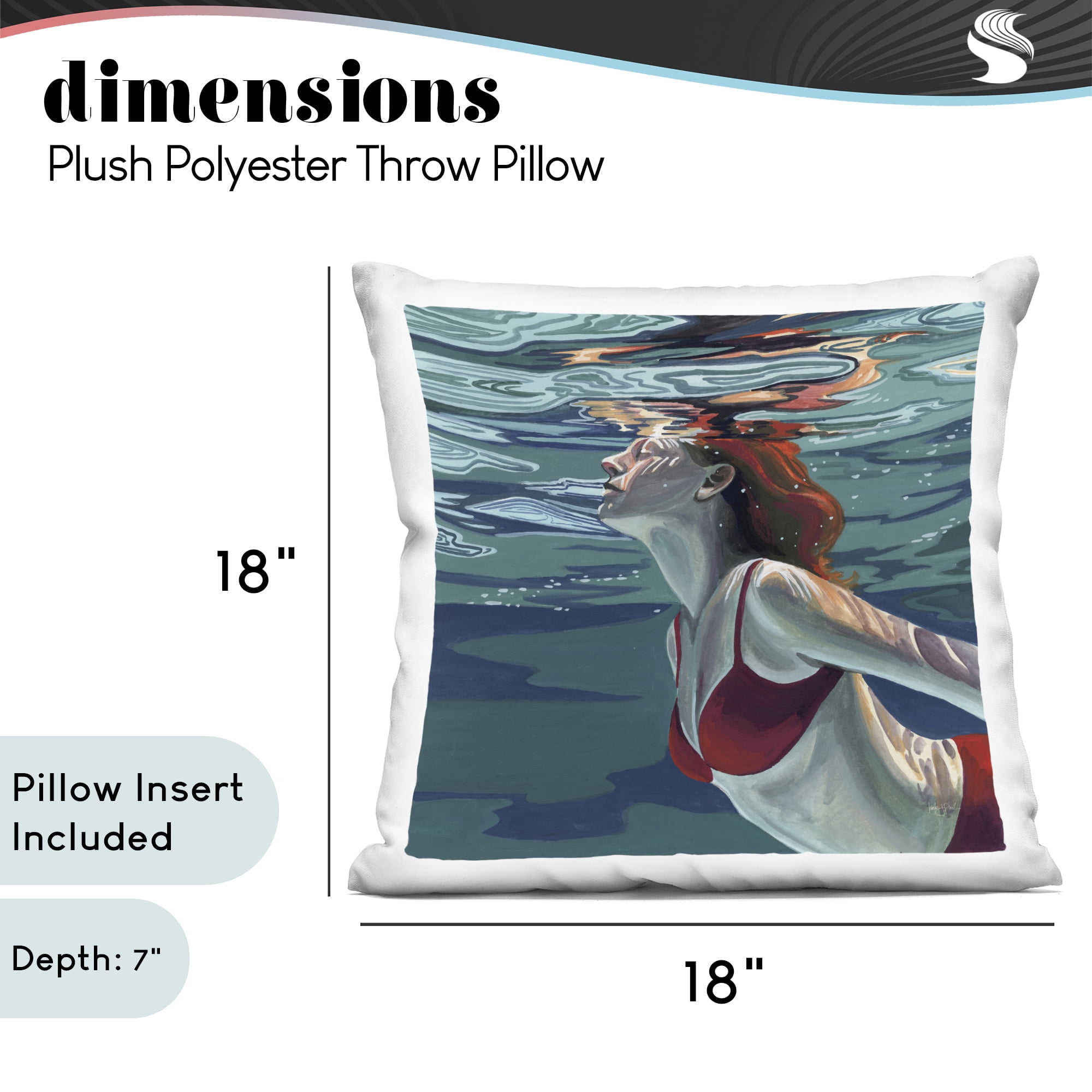 Stupell Industries Swimming To The Surface Decorative Printed Throw Pillow, design by Kate Jarvik Birch