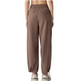 thumbnail image 4 of Womens plus $15 & under! Yoga Pants for Women Plus Size Fashion Summer Solid Three Sprint Pants Loose High Waist Drawstring Straight Leg Fitness Wide Leg Casual Yoga Pants, 4 of 6
