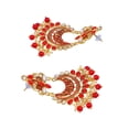 thumbnail image 2 of Crunchy Fashion Bollywood Jewellery Traditional Ethnic Bridal Bride Wedding Bridesmaid Indian Blue Kundan Crystal Floral Dangle Earrings Jewelry For Women, 2 of 2