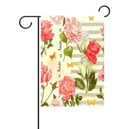 POPCreation Shabby Chic Peony Floral Garden Flag Outdoor Flag Home Party 12x18 inches