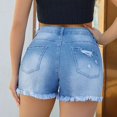 thumbnail image 5 of Hienoo Women's Ripped Fringe Denim Shorts Fashion Mid Rise Pocket Shorts, Sizes S-XXL, 5 of 5