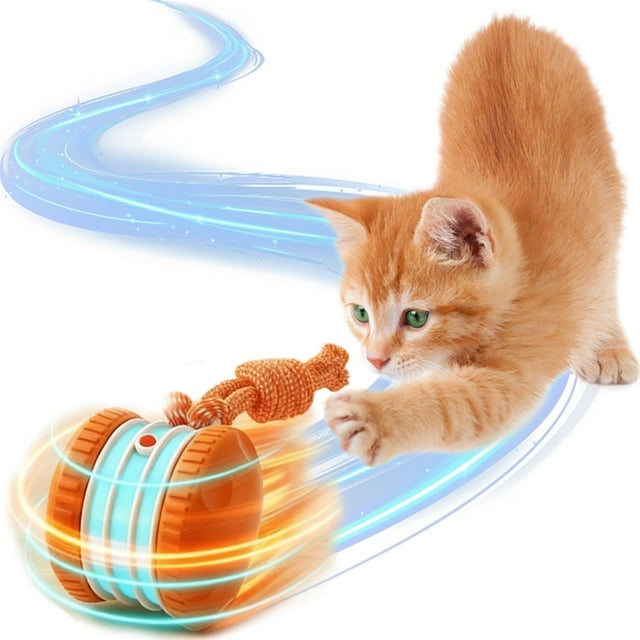 2026 Interactive Dog Ball Toy|Activated Automatic Rolling Dog Toy with Rope for Small,Medium,Large Dogs,Rechargeable Motion-Activated Smart Dog Ball Indoor Play Entertainment (Orange)