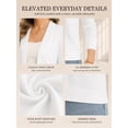 thumbnail image 3 of QUALFORT Women's 3/4 Sleeve Cropped Cardigan Sweater, Open Front Shrug, White, Size M, 3 of 7