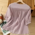 thumbnail image 6 of XIAONU Women's Floral Embroidered Blouse Loose-Fit 3/4 Sleeve Peplum Top Lightweight Breathable Casual Shirt, 6 of 9