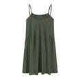 thumbnail image 4 of DailyTrove Women's V-Neck Fringe Trim Mini Dress, Short Sleeve, Boho Beach & Festival Look, Lightweight Linen Blend, Solid Color, 4 of 5