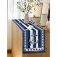 thumbnail image 5 of Summer Boat Anchor Table Runner, Nautical Ocean Shells Anchor Dark Blue White Stripe Cotton Linen Kitchen Table Decoration Washable Dining Tabletop Runners for Home Party Decor 13x36 Inches, 5 of 9