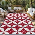 thumbnail image 2 of Red Geometric Outdoor Rug for Patio/Deck/Porch, Non-Slip Large Area Rug 3 x 5 Ft, Vintage Rhombus Circle Texture Indoor Outdoor Rugs Washable Area Rugs, Reversible Camping Rug Carpet Runner, 2 of 8