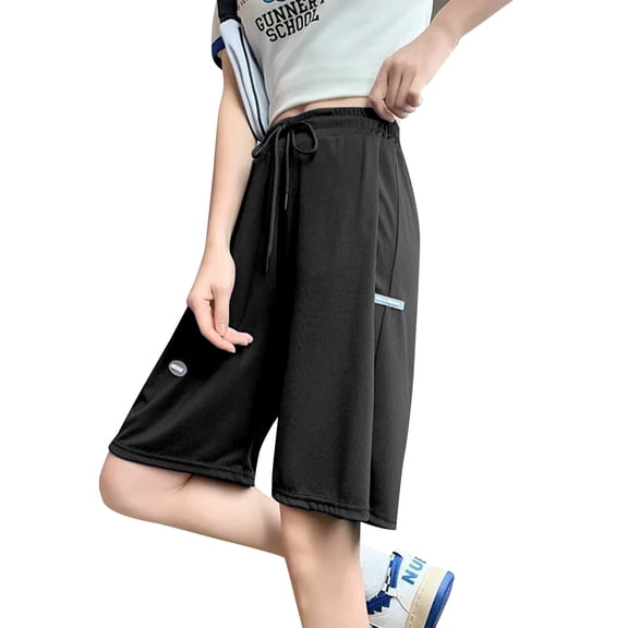 Women's High Waisted Wide Leg Shorts - Summer Casual Five Pocket Trousers | Yubnlvae | Women's Summer Thin And Loose High Waisted Straight Leg Casual Wide (Black | L)