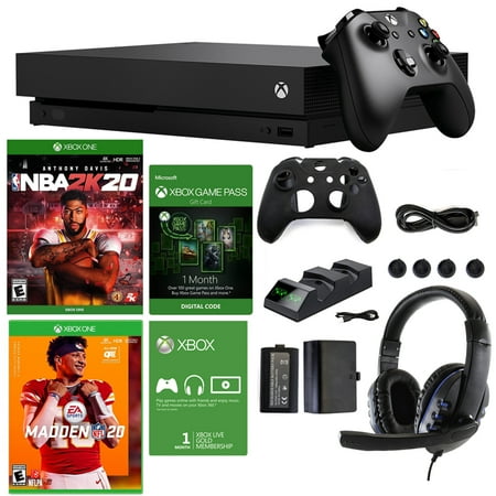 Xbox One X 1TB NBA 2K20 and Madden 20 and GameFitz 10 in 1 Accessories Pack