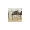 thumbnail image 2 of Maykoosh Natural Beauty Modern, Contemporary Velvet Upholstered Counter Stool with Polished Gold Metal Legs, Set of 2, 23" W x 21" D x 40" H, Ideal for Bar and Pub Height Tables-Color:Grey, 2 of 8
