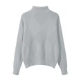 thumbnail image 5 of XIYON Sweaters for Women Elegant Turtleneck Pullover Sweater Fall Winter Color Block Thickened Loose Outerwear Sweater, 5 of 5