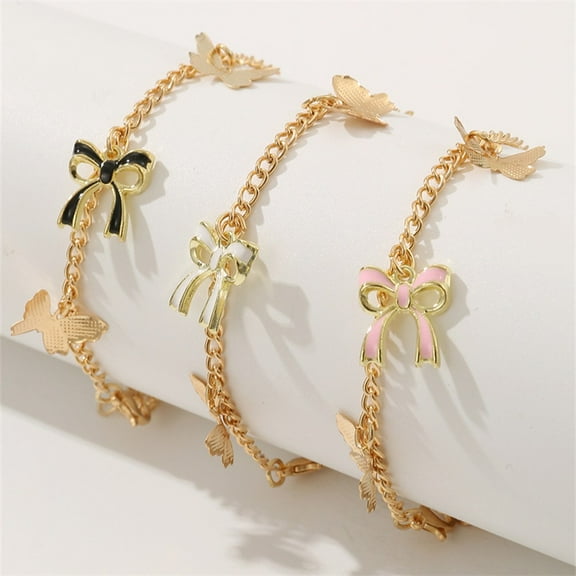 Three piece set of European and for American bow bracelets