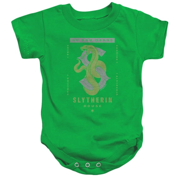 Harry Potter Slytherin By Any Means Unisex Infant Snap Suit for Baby, Kelly Green, Medium