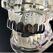 Best Grillz All Black Eight Top Teeth Plain 8 Tooth Hip Hop Blacked Out Mouth Grills