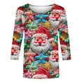 thumbnail image 4 of Black and Friday Womens Christmas Tops MIUOWANP Women's Fashion Tees Casual Crewneck 3/4 Sleeve Loose T Shirt Ladies Tops Blouses Shirts Multicolor XXXXL, 4 of 5
