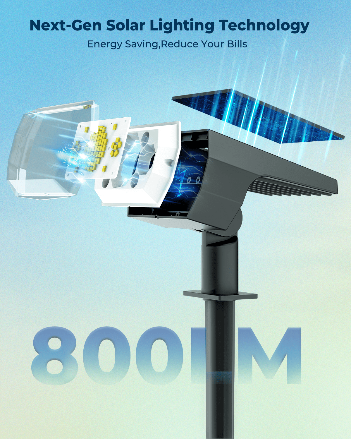 6 Pack Solar Lights Outdoor Waterproof IP65, 64 LED Landscape Spotlights 6500K- 3 Lighting Modes, Adjustable for Lawn, Driveway, Walkway- Cool Daylight