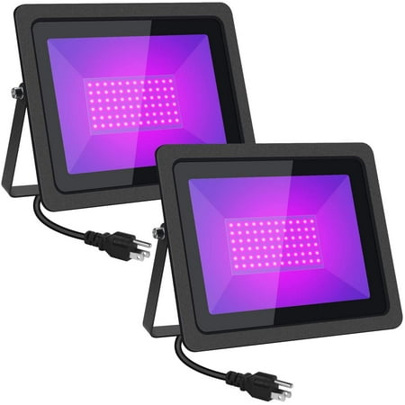 

DOYYS Black Lights 100W LED Black Purple Lights Flood Light with Plug(6ft Cable) for Blacklight Party Stage Lighting Aquarium Body Paint Fluorescent Poster Neon Glow in The Dark Night (2 PCS) 1