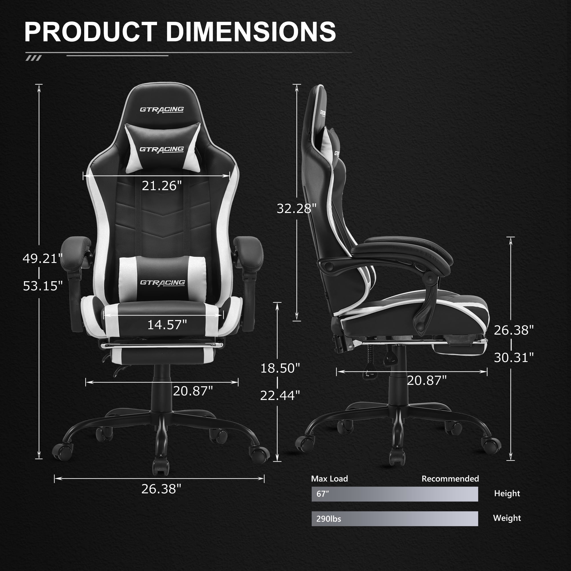 GTRACING GTWD 200 Gaming Chair – Ergonomic Recliner with Footrest