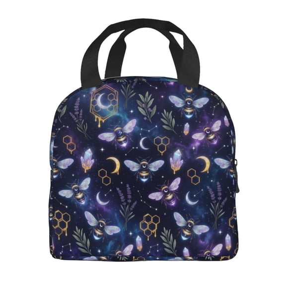 Bee Lunch Bag For Women Man, Cute Reusable Bees Theme Lunch Bags, Small Portable Foldable Insulated Lunch Box For Work Office Picnic Travel Bento