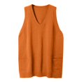 thumbnail image 4 of Orange Cozy Pocket Sweater Vest Women Womens Sleeveless Sweater Vest V Neck Loose Knit Casual Flattering Tunic Top, 4 of 6