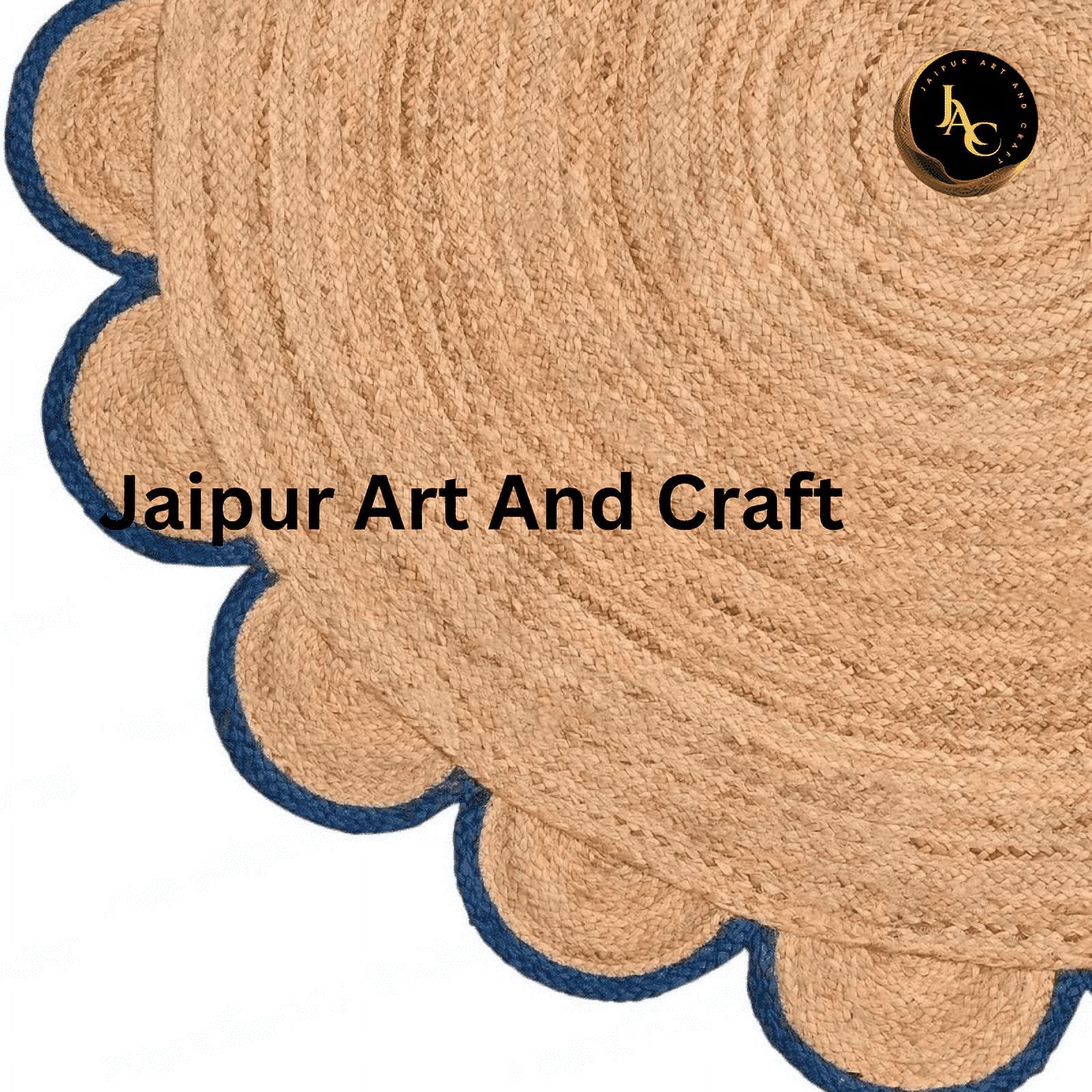 Jaipur Art And Craft Round Brown Jute Area Rug Indian Natural Handmade Home Décor Bohemian Design (4x4 Sq Ft)