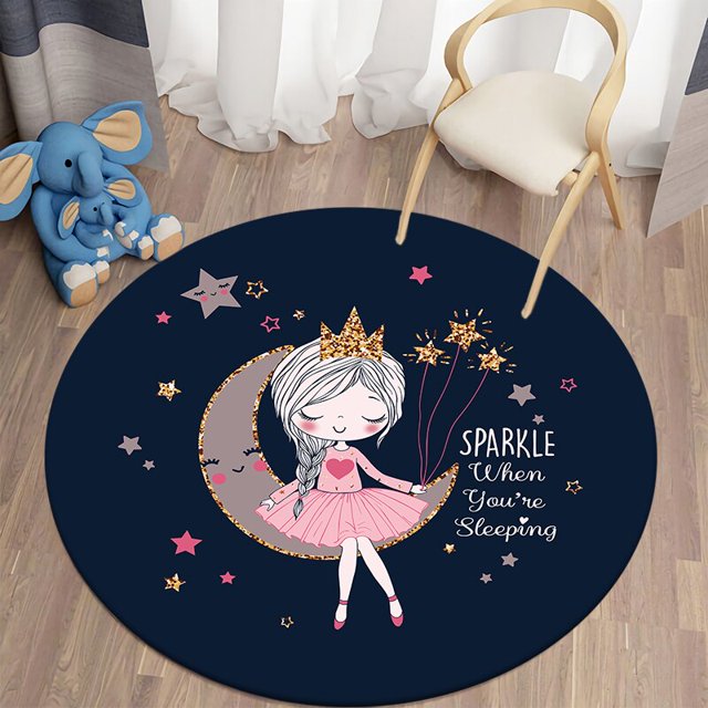 Tapis imprimé dessin animé fille pour enfants, Kawaii, rond, antidérapant, en flanelle, pour salon2120cm diameter zhangyuxiang unisex