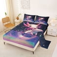 thumbnail image 2 of Erosebridal Boys Girls Kawaii Pink Axolotl Queen Sheet Sets 4 Pieces,Cartoon Stars Print Bed Set For Kids, 2 of 5