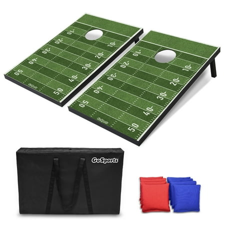 GoSports Football Cornhole Set - Includes Boards  Bean Bags & Case