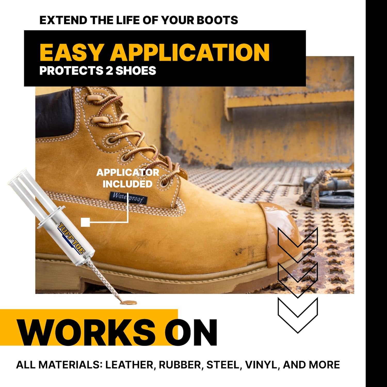 Tuff Toe V2 Boot & Shoe Protector with Waterproof Fix & Bond, Non