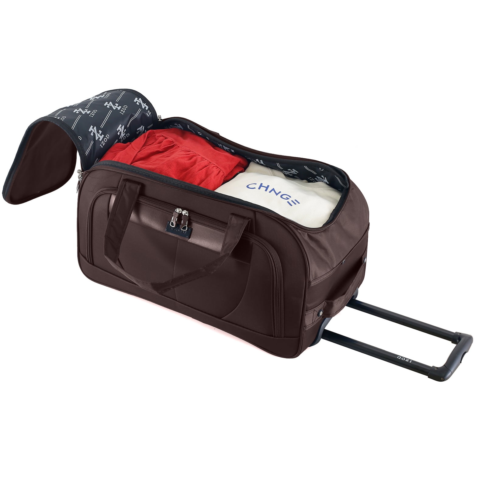 IZOD Carol Lightweight Soft Shell Rolling Duffel Bag with Wheels and Telescopic Handle – Travel-Ready Luggage Duffel