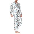 thumbnail image 2 of Susaid Winter Art Blue and Black Moose Print Men's Long Sleeve Pajama Set, Two-Piece Button-Down Loungewear PJs Set, Comfortable Sleepwear for Relaxation-X-Large, 2 of 7