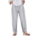 thumbnail image 3 of LUXUR Ladies Leggings Solid Color Bottoms Pockets Yoga Pants Long Jeggings Drawstring Trousers Gray S, 3 of 7