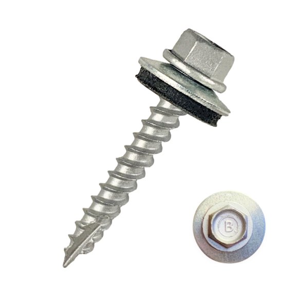 EAGLE 1 Metal Roofing Screws #10 - Painted Hex Head Self-Tapping Screws with EDPM Rubber Washer for Metal to Wood, Vinyl, Small Sheet Metal - Free Magnetic Driver (Zinc, 2.5 Inch, 500)