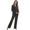 thumbnail image 4 of HEARTNICE Women Button up Pajama Set Long Sleeve Sleepwear Lightweight Pjs Set,(Black,M), 4 of 5