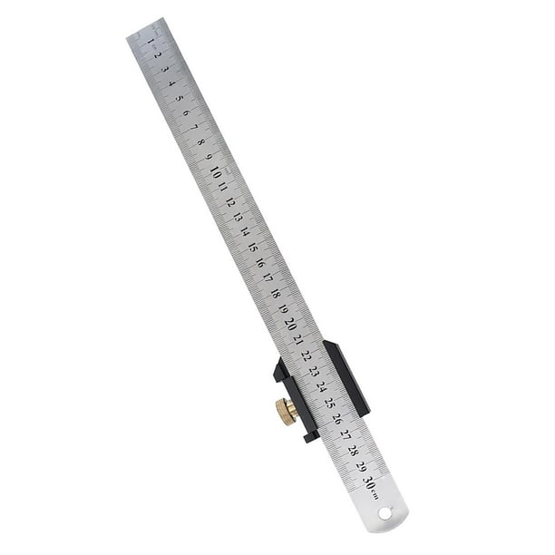 Regla de acero inoxidable de 30 cm con bloque de límite de 45 degree Regla de de línea de calibre de r Negro Cola regla de carpintería
