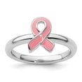 thumbnail image 4 of Auriga Fine Jewelry 925 Sterling Silver Pink Enameled Awareness Ribbon Ring for Women Size 6, 4 of 6