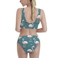 thumbnail image 3 of Picia Flamingo Women's High Waisted Bikini Scoop Neck Swimsuit Two Pieces Bathing Suit-Medium, 3 of 8